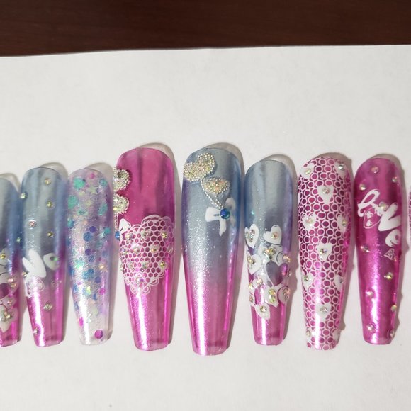 XXL Coffin-Ballerina Gel Press on Nails - Picture 2 of 10